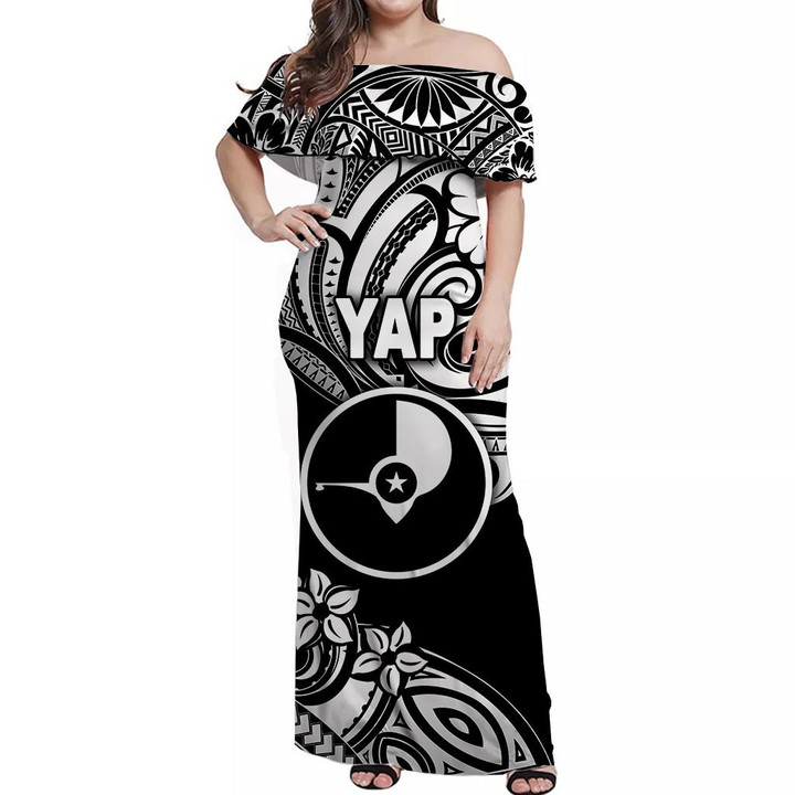 Alohawaii Dress - FSM Yap Off Shoulder Long Dress Unique Vibes - Black