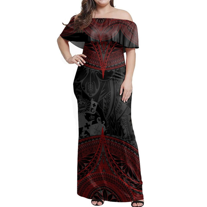 Alohawaii Dress - Tonga Tribal Piece Off Shoulder Long Dress