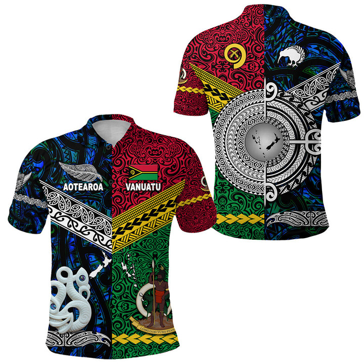 Vanuatu And New Zealand Polo Shirt Together - Blue