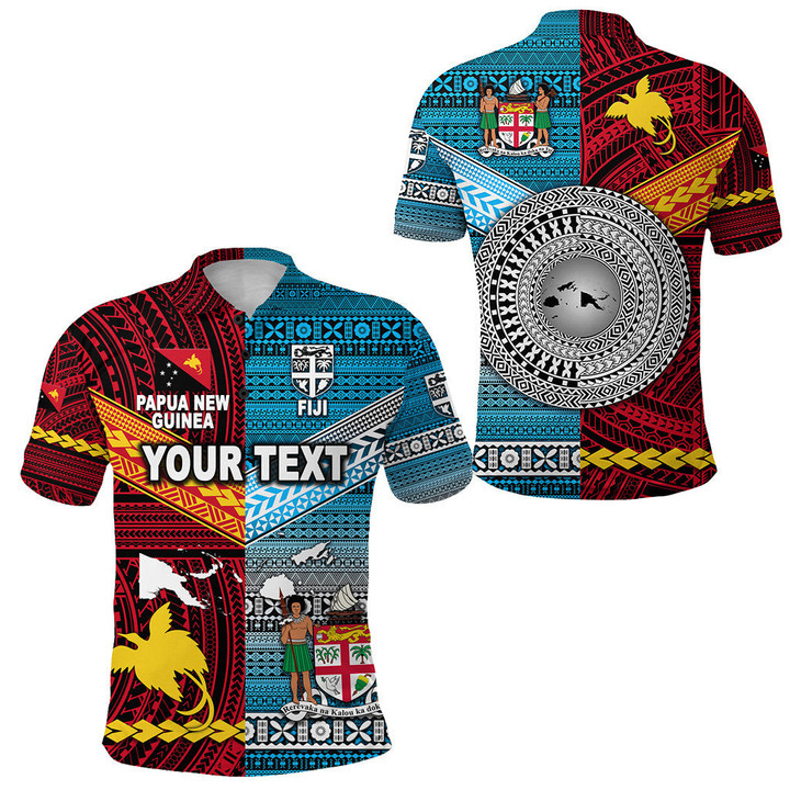 (Custom Personalised) Papua New Guinea Polynesian And Fiji Tapa Together Polo Shirt - Bright Color