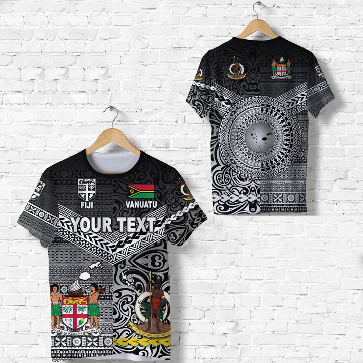 (Custom Personalised) Vanuatu And Fiji T Shirt Together - Black