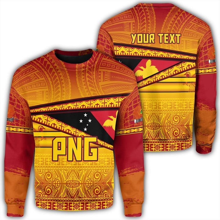 Alohawaii Clothing - Personalize Papua New Guinea Sweatshirt Flag Tapa Pattern Stronic Style