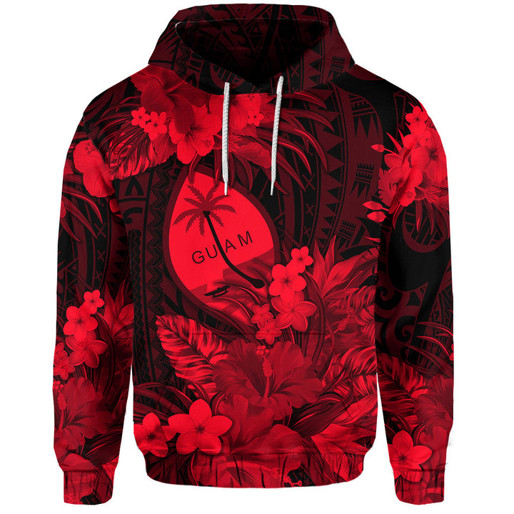 Alohawaii Clothing - Guam Tropical Flowers Red Hoodie