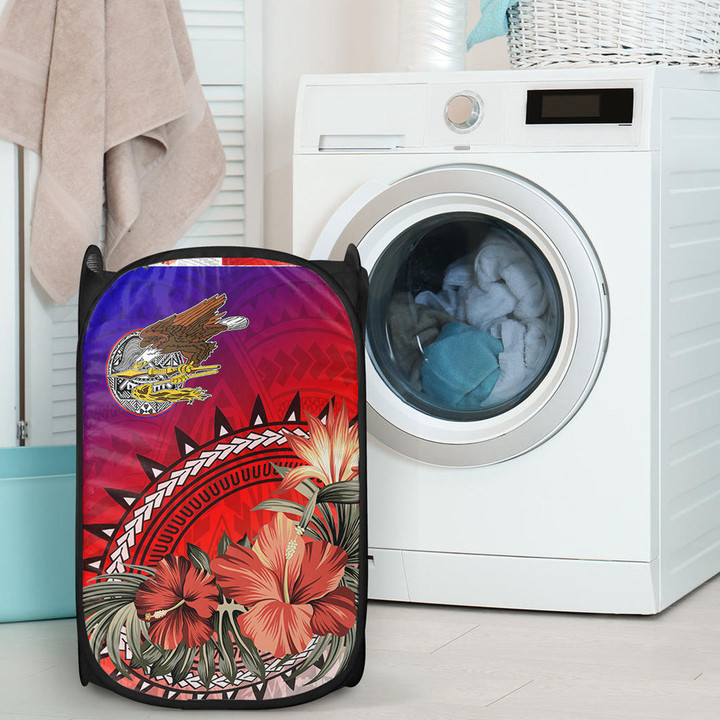 Alohawaii Laundry Hamper - American Samoa Hibiscus Polynesian Laundry Hamper | Alohawaii
