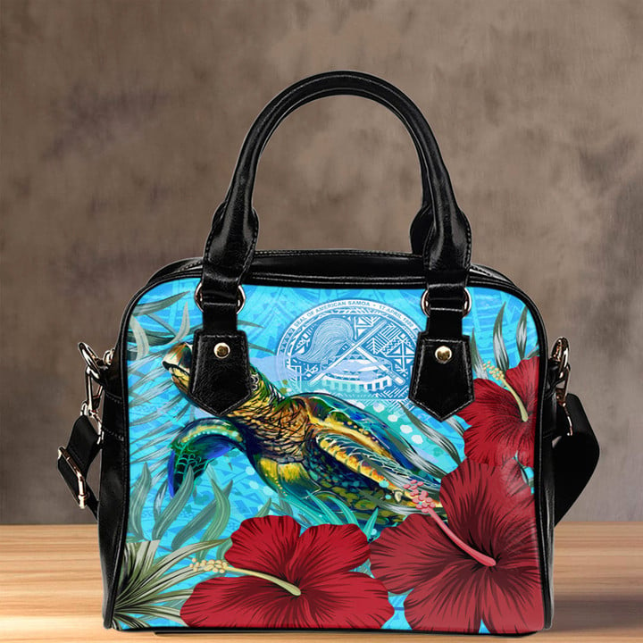Alohawaii Shoulder Handbag - American Samoa Turtle Hibiscus Ocean Shoulder Handbag | Alohawaii
