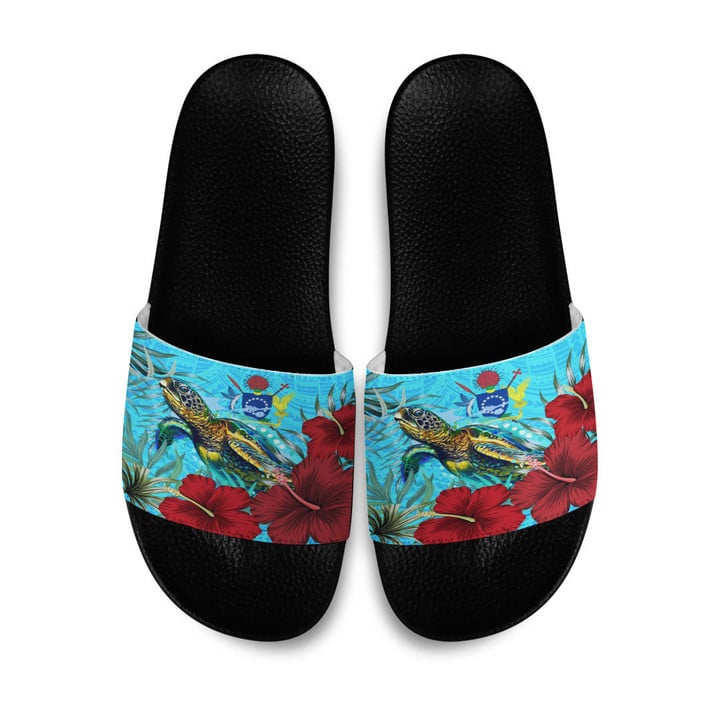 Alohawaii Slide Sandals - Cook Islands Turtle Hibiscus Ocean Slide Sandals | Alohawaii
