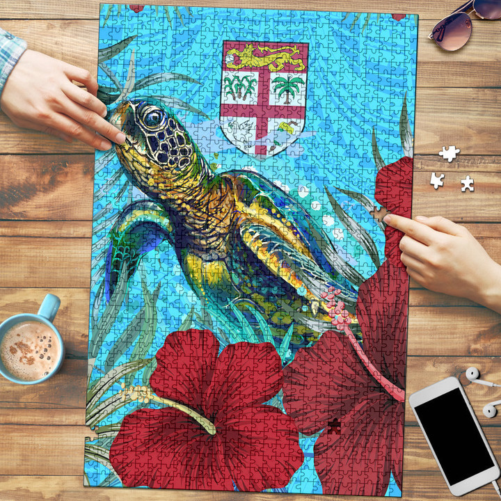 Alohawaii Jigsaw Puzzle - Fiji Turtle Hibiscus Ocean Jigsaw Puzzle | Alohawaii
