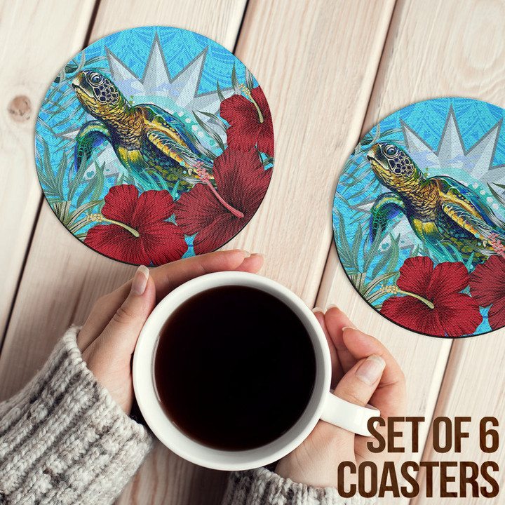 Alohawaii Coasters (Sets of 6) - Nauru Turtle Hibiscus Ocean Coasters | Alohawaii
