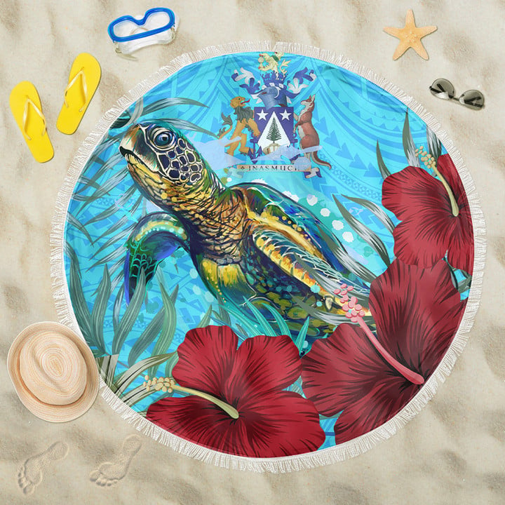 Alohawaii Beach Blanket - Norfolk Island Turtle Hibiscus Ocean Beach Blanket | Alohawaii
