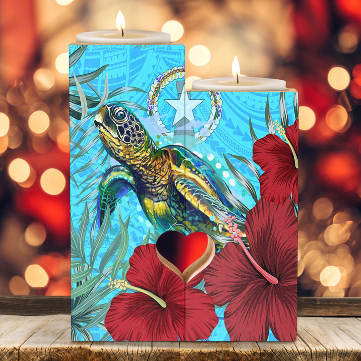 Alohawaii Candle Holder - Northern Mariana Islands Turtle Hibiscus Ocean Candle Holder | Alohawaii
