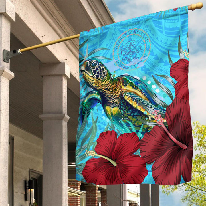 Alohawaii Flag - Palau Turtle Hibiscus Ocean Flag | Alohawaii
