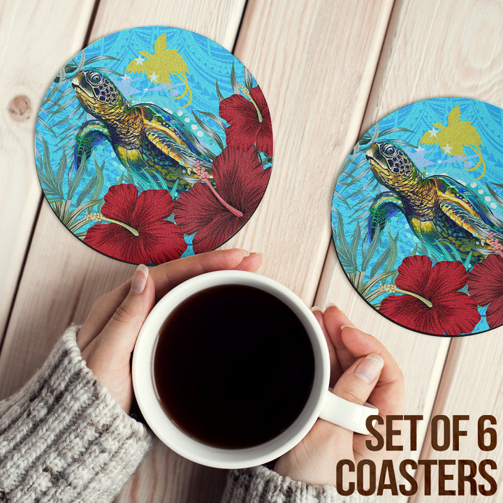 Alohawaii Coasters (Sets of 6) - Papua New Guinea Turtle Hibiscus Ocean Coasters | Alohawaii
