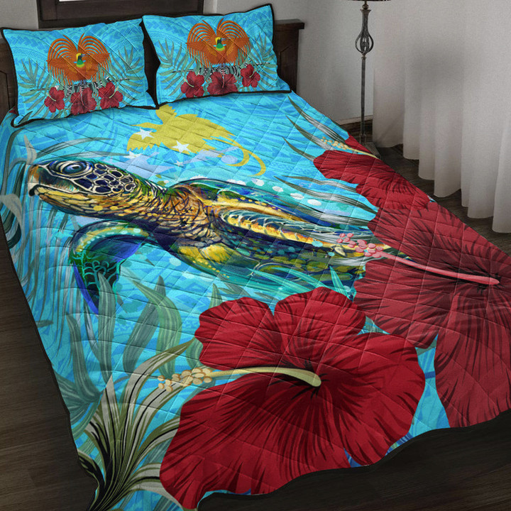 Alohawaii Quilt Bed Set - Papua New Guinea Turtle Hibiscus Ocean Quilt Bed Set | Alohawaii

