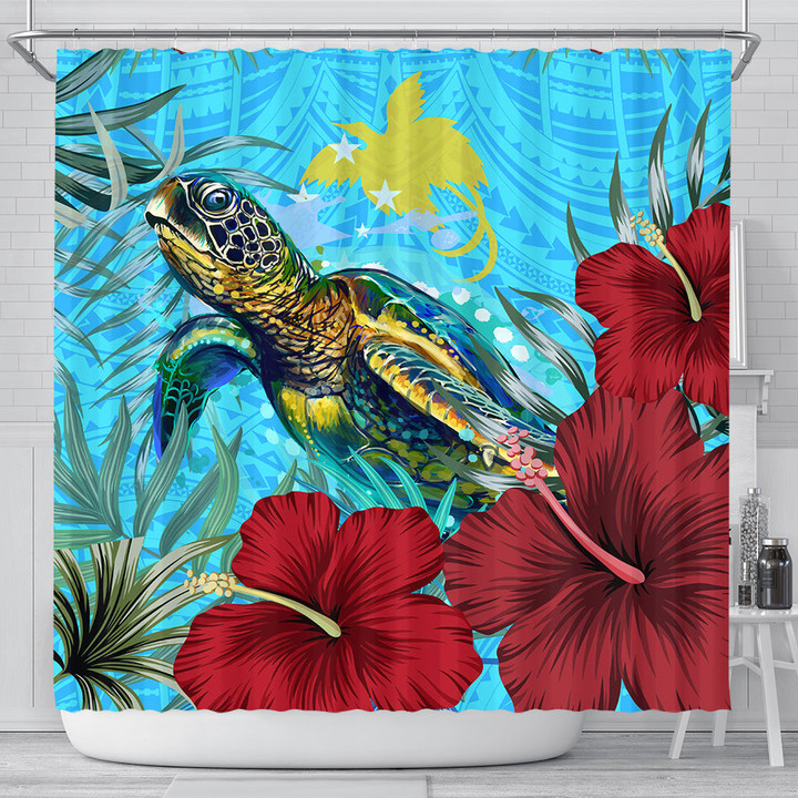 Alohawaii Shower Curtain - Pitcairn Island Turtle Hibiscus Ocean Shower Curtain | Alohawaii
