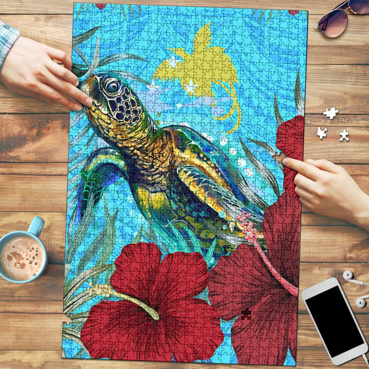 Alohawaii Jigsaw Puzzle - Pitcairn Island Turtle Hibiscus Ocean Jigsaw Puzzle | Alohawaii
