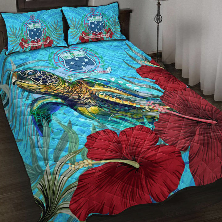 Alohawaii Quilt Bed Set - Samoa Turtle Hibiscus Ocean Quilt Bed Set | Alohawaii
