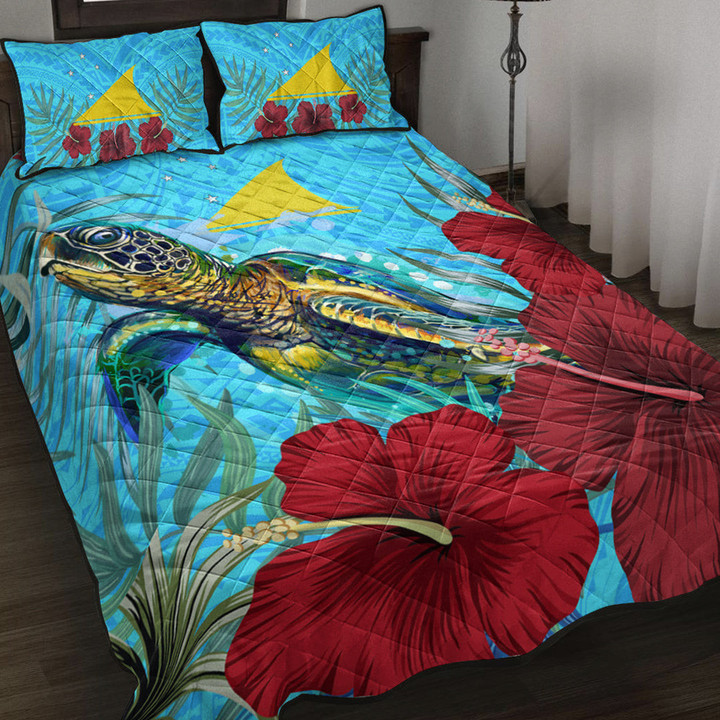 Alohawaii Quilt Bed Set - Tokelau Turtle Hibiscus Ocean Quilt Bed Set | Alohawaii
