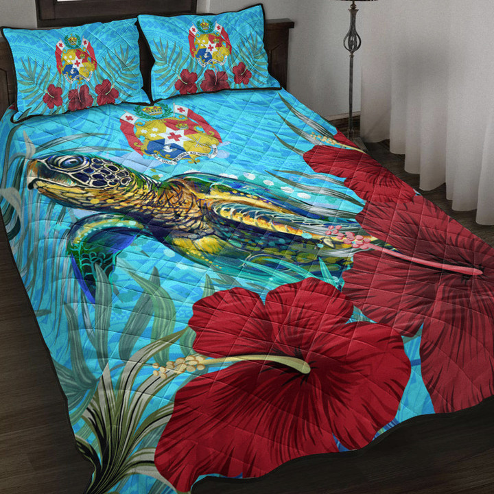 Alohawaii Quilt Bed Set - Tonga Turtle Hibiscus Ocean Quilt Bed Set | Alohawaii
