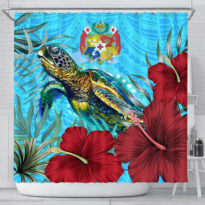 Alohawaii Shower Curtain - Tonga Turtle Hibiscus Ocean Shower Curtain | Alohawaii

