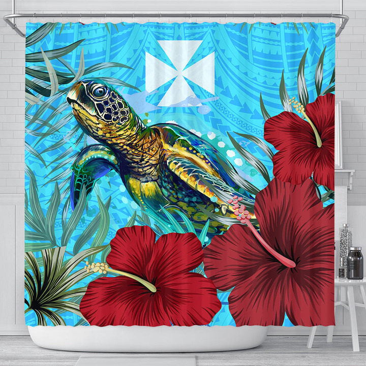 Alohawaii Shower Curtain - Wallis and Futuna Turtle Hibiscus Ocean Shower Curtain | Alohawaii
