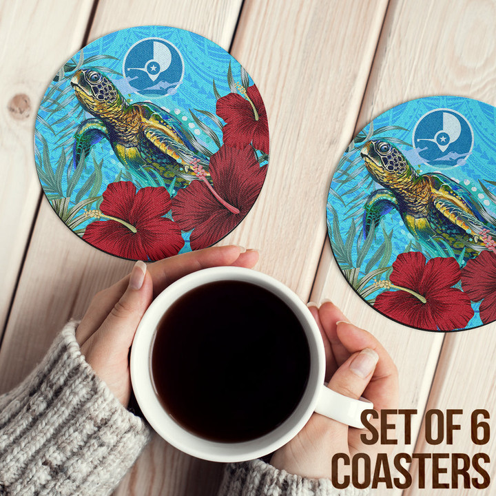 Alohawaii Coasters (Sets of 6) - Yap Turtle Hibiscus Ocean Coasters | Alohawaii

