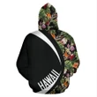 Kanaka Tropical Flowers Watercolor Zipper Hoodie - Circle Style - AH - J1 - Alohawaii