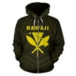 Hawaii Kanaka Polynesian Zip-Up Hoodie Yellow - AH - J71 - Alohawaii