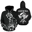 Alohawaii Hoodie - Polynesian Kakau Helmet Weapon White - Kanaka Warrior Hoodie (Zip) - AH - J1