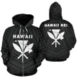 Alohawaii Hoodie - Hawaii Kanaka Polynesian Zip-Up Hoodie White - AH - J71