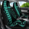 Personalized Hawaii Car Seat Covers Kakau Large Polynesian Turquoise AH J1 - Alohawaii