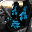 Hawaii Hibiscus Car Seat Cover - Turtle Map - Traffic Blue - AH J9 - Alohawaii