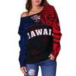 Hawaiian Kanaka Women's Off Shoulder Sweater Flag Nation Black Demodern AH J1 - Alohawaii