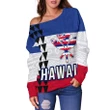 Hawaii Flag Polynesian Women's Off Shoulder Sweater - AH J4 - Alohawaii