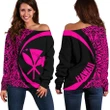 Kanaka Hawaii Map Pink Polynesian Off Shoulder Sweater - Circle Style - AH J4 - Alohawaii