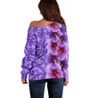 Hibiscus Flower Polynesian - Hawaiian Women's Off Shoulder Sweater - Curtis Style - AH - J2 - Alohawaii
