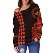 Hawaii Mauna Kea Polynesian Women's Off Shoulder Sweater - Orange  - AH - J6 - Alohawaii