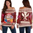 Alohawaii Sweater - Hawaii Santa Claus Pineapple Pattern Women's Off Shoulder Sweater - Dry Style - AH - J4