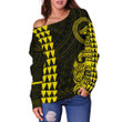 Hawaii Mauna Kea Polynesian Women's Off Shoulder Sweater - Yellow - AH - J6 - Alohawaii