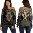 Alohawaii Sweater - Hawaii Polynesian Limited Women's Off Shoulder Sweater - Tab Style Gold - AH - J4