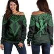 Alohawaii Sweater - Hawaii Polynesian Limited Women's Off Shoulder Sweater - Tab Style Green - AH - J4