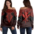 Alohawaii Sweater - Hawaii Polynesian Limited Women's Off Shoulder Sweater - Tab Style Red - AH - J4