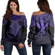 Alohawaii Sweater - Hawaii Polynesian Limited Women's Off Shoulder Sweater - Tab Style Purple - AH - J4