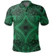 Unisex Polynesian Plumeria Mix Green Black Polo Shirt - AH - JR - Alohawaii