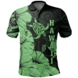 Hawaii Turtle Polo Shirt Polynesian Hibiscus Art Ver 2.0 Green AH J1 - Alohawaii