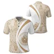 Hawaii Polynesian Polo Shirt Gold And White - Circle Style - AH J9 - Alohawaii
