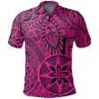 Unisex Polynesian Hawaiian Style Tribal Tattoo Pink Polo Shirt - AH - JR - Alohawaii