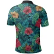 Tropical Hibiscus Hawaii Polo Shirt - Black - AH - J5 - Alohawaii