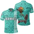 Hawaiian Islands Warrior Kakau Turquoise Polynesian Polo Shirt - AH - J1 - Alohawaii