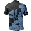 Hawaii Turtle Polo Shirt Polynesian Hibiscus Art Ver 2.0 Blue AH J1 - Alohawaii