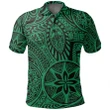 Unisex Polynesian Hawaiian Style Tribal Tattoo Green Polo Shirt - AH - JR - Alohawaii